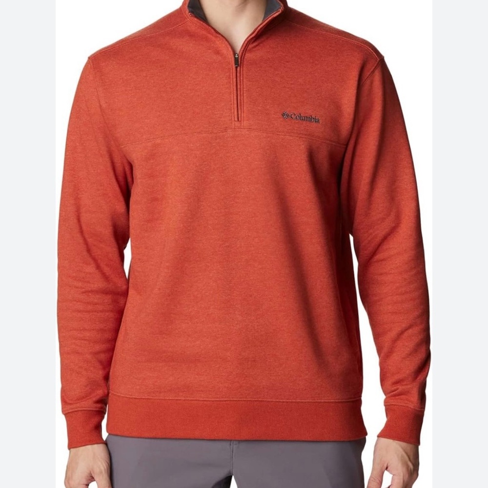 Columbia Men's Zip-Neck Sweater in Burnt Orange Size XL